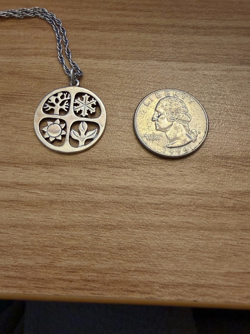 Retired James Avery Four Seasons Round Pendant Necklace in Sterling Silver - Picture 7 of 9